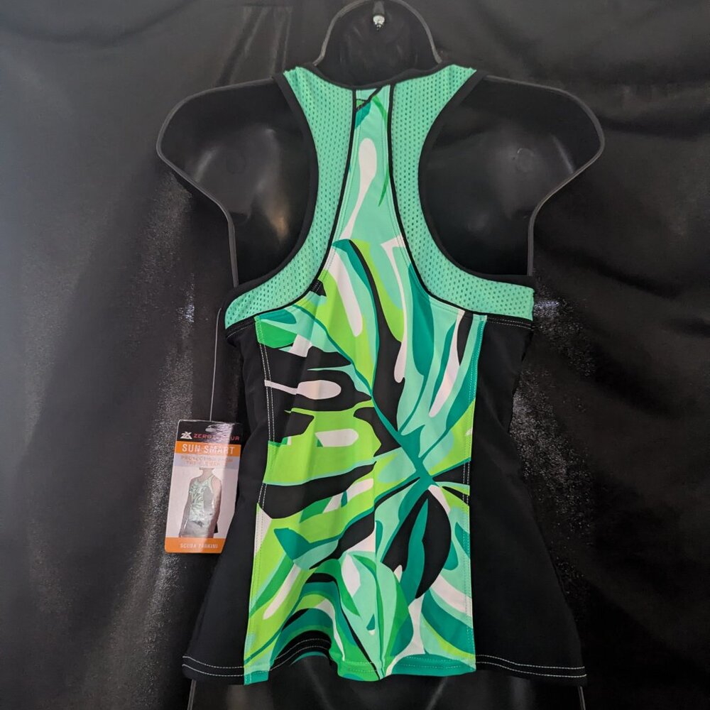 NWT Zeroxposur  tankini Top green and black - XS - Picture 5 of 5